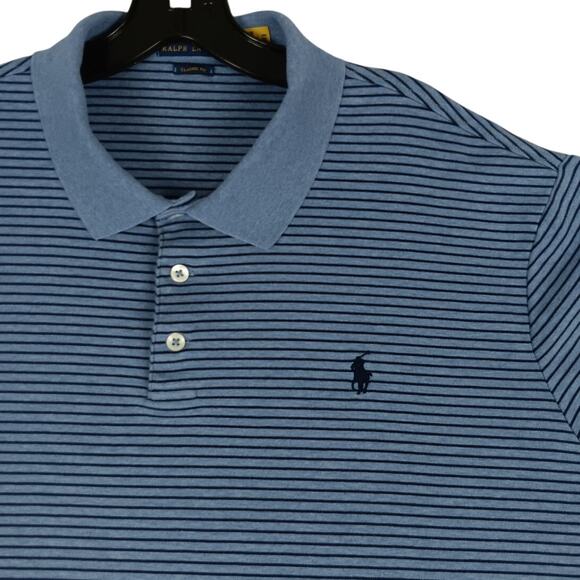 Polo Ralph Lauren Polo Shirt Mens XXL Blue Striped Classic Fit Summer Preppy - Picture 1 of 11